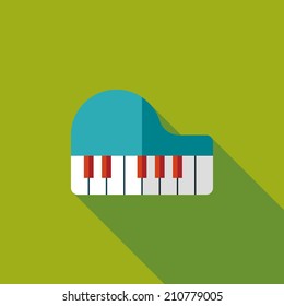 piano flat icon with long shadow,eps10