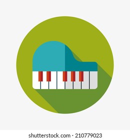 piano flat icon with long shadow,eps10