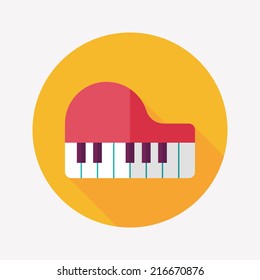 piano flat icon with long shadow,eps10
