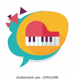 piano flat icon with long shadow,eps10