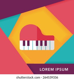 piano flat icon with long shadow,eps10