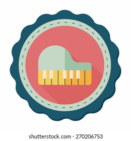 piano flat icon with long shadow,eps10