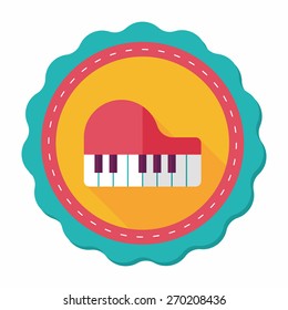 piano flat icon with long shadow,eps10