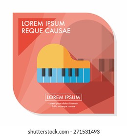piano flat icon with long shadow,eps10