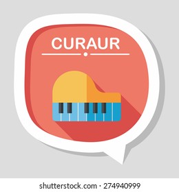 piano flat icon with long shadow,eps10