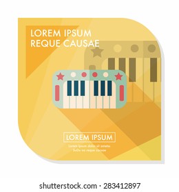 piano flat icon with long shadow,eps10