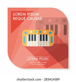 piano flat icon with long shadow,eps10