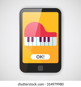 piano flat icon with long shadow,eps10