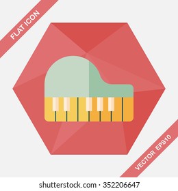 piano flat icon with long shadow,eps10