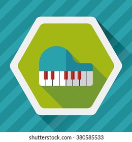 piano flat icon with long shadow,eps10