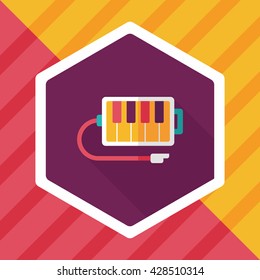 piano flat icon with long shadow,eps10
