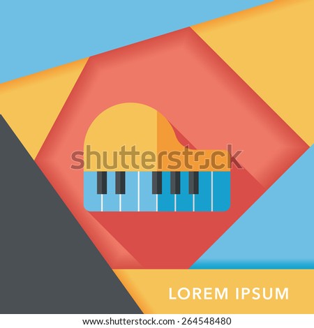piano flat icon with long shadow,eps10