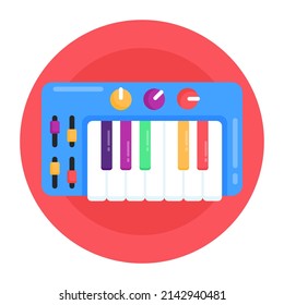 Piano in flat rounded premium design, musical instrument 