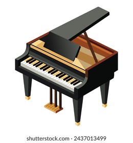 Piano flat vector illustration on white background