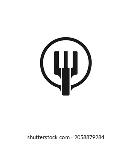 Concepto de diseño de la horquilla de piano con logotipo en círculo