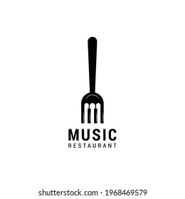 Piano fork music logo design