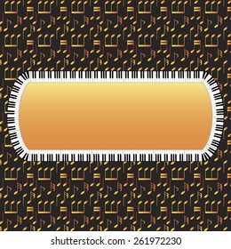 piano frame with golden note background