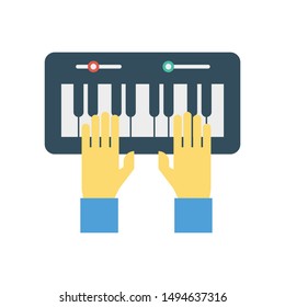 piano with hand for classic music flat icon 