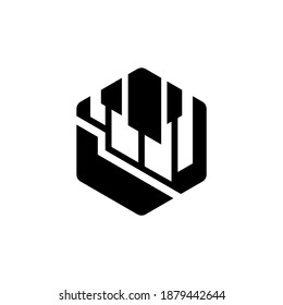 piano hexagon logo design vector template