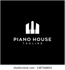 piano house concept vector logo design