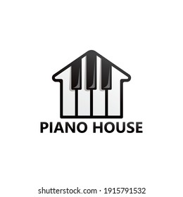 Piano house logo template design