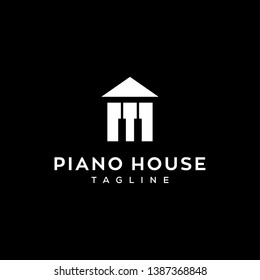 piano house vector logo design