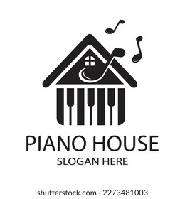 piano house vector logo design template illustration