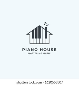 piano house vector logo, premium music industry logo