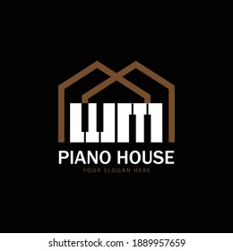 piano house vector logo, premium music industry logo