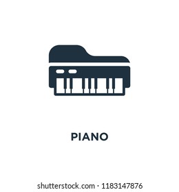 Piano icon. Black filled vector illustration. Piano symbol on white background. Can be used in web and mobile.