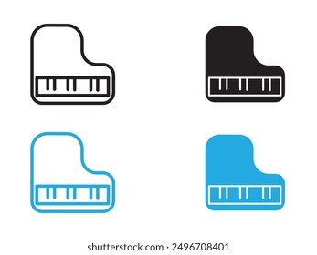 Piano icon black and white vector outline sign