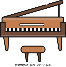 Piano icon with chair professionally on white background