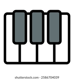 Piano Icon Classical Harmony in Flat Line Color Style.