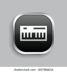 piano icon design. Glossy Button style rounded rectangle isolated on gray background.. Vector illustration