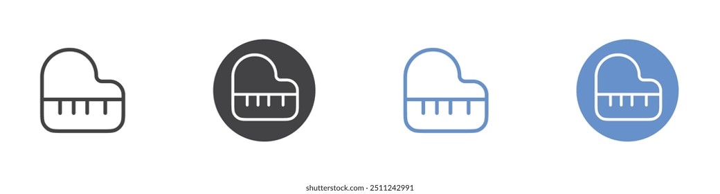 Piano icon Flat set in black and white color