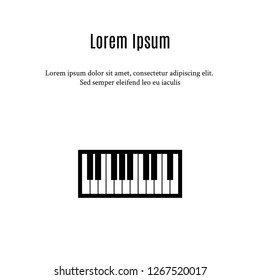 Piano icon in flat style with place for text. Vector illustration.