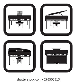 Piano icon front view in four variations