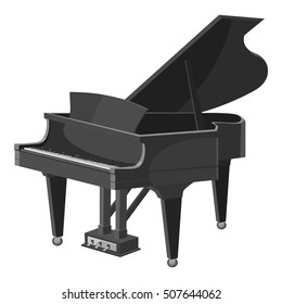 Piano icon. Gray monochrome illustration of piano vector icon for web