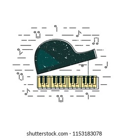 Piano icon isolated background. Flat style. Vector illustration