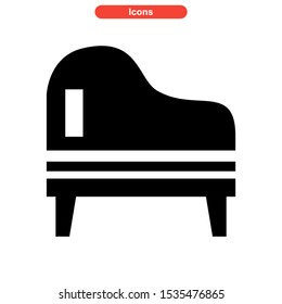 piano icon isolated sign symbol vector illustration - high quality black style vector icons
