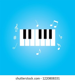 Piano icon and keys of piano concept modern music print and web design  piano poster on white vector illustration
