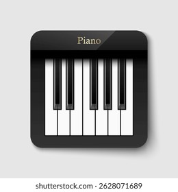 Ícone de piano e teclas do conceito de piano música moderna sobre fundo branco. ilustração vetorial