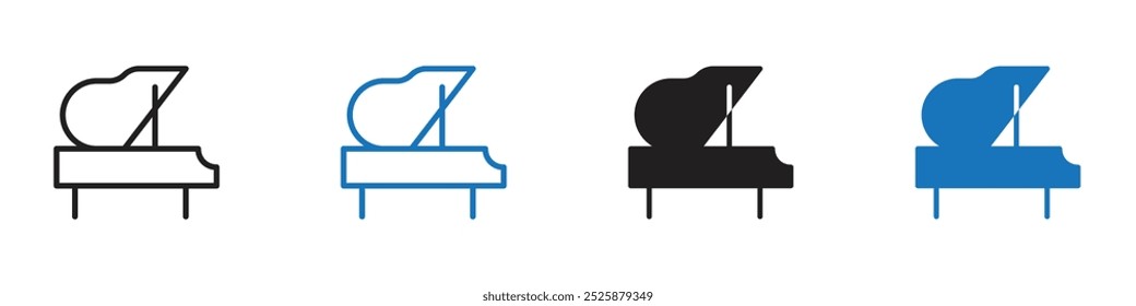 Conjunto de gráficos lineales de iconos de piano Vector en negro