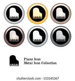 Piano Icon Metal Icon Set