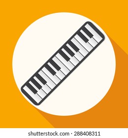 Piano Icon on white circle with a long shadow
