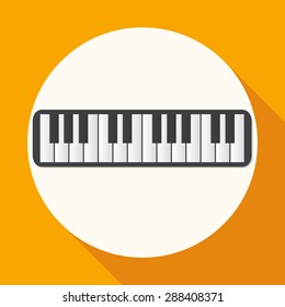 Piano Icon on white circle with a long shadow