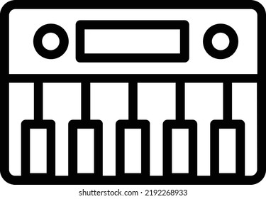 Piano Icon With Outline Style, Entertainment Sign And Symbol Isolated On White Background