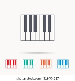 Piano icon. Royal musical instrument sign. Linear icons on white background. Vector