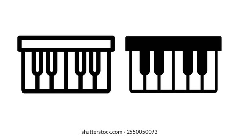 Piano Icon set in black filled and line.