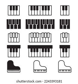 Piano Icon Set, Design Vector Illustration
